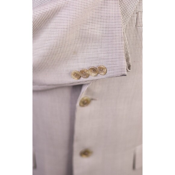 Pronto Uomo Platinum Blazer Mens 42R Wool Blend Beige Micro Check 2 Button - Picture 8 of 12